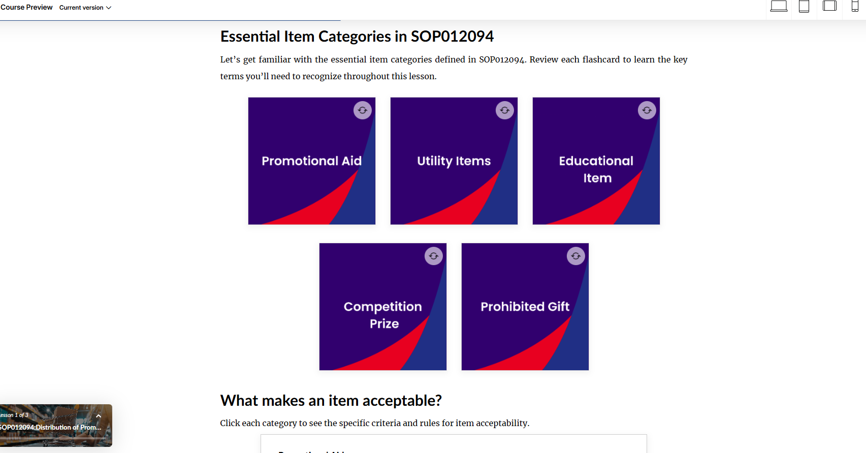 Compliance e-learning module