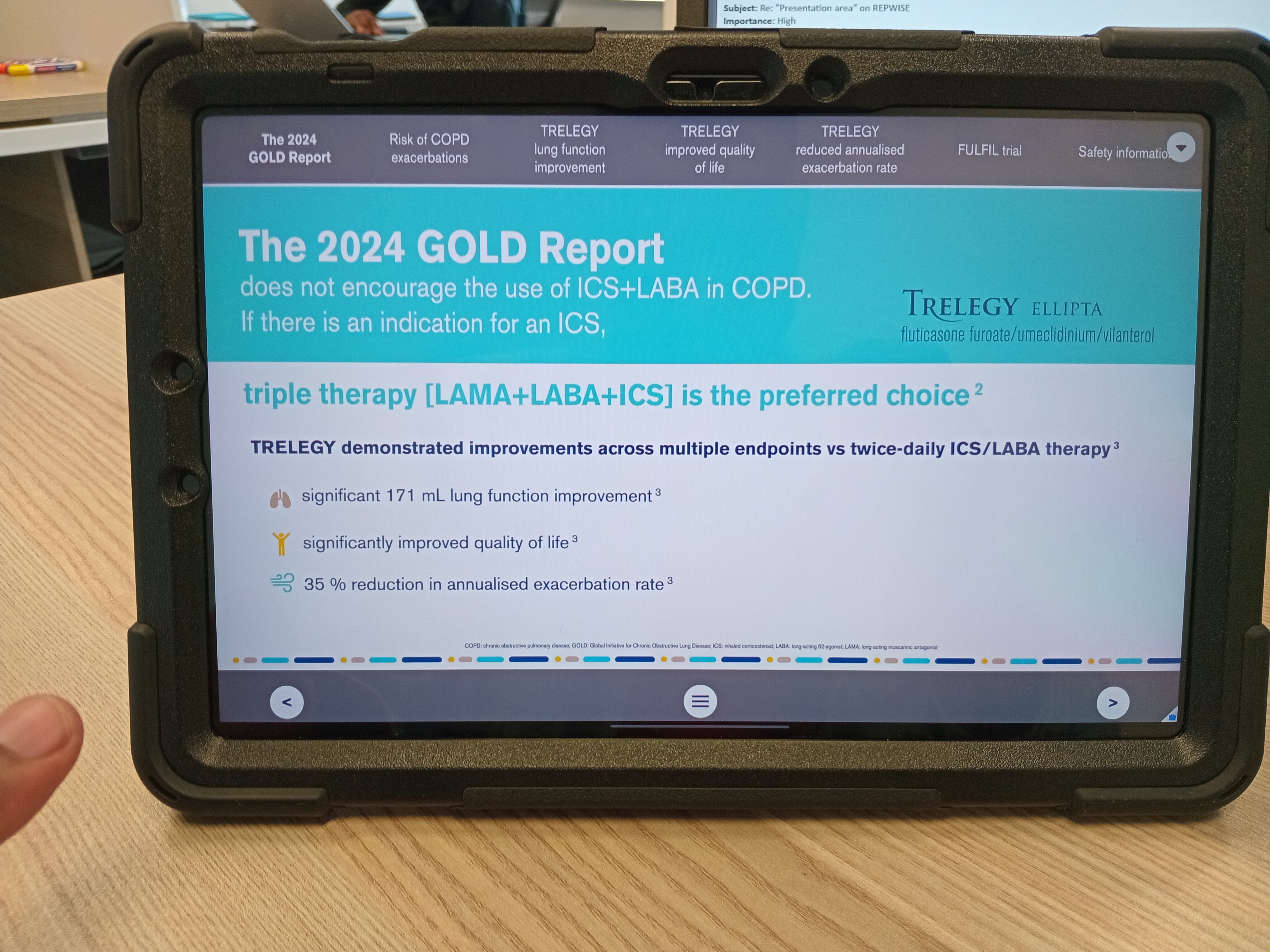 eDetailer on a tablet during user acceptance testing